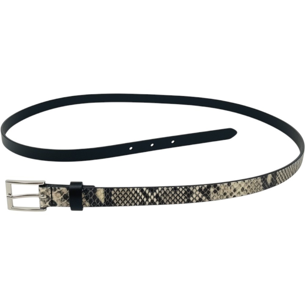 Gap Womens Skinny Snakeskin Print Belt Grey Black Silver Buckle Size S